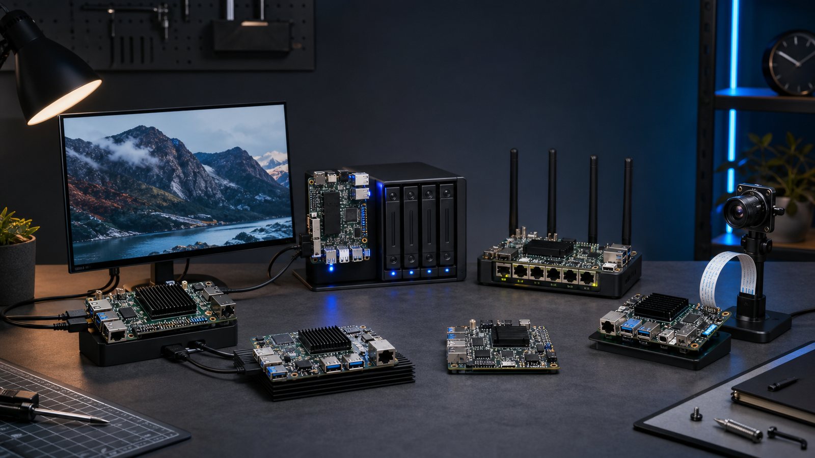 Single-board computers configured for desktop server networking and AI roles
